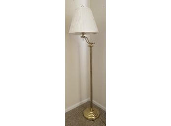 Tall Gold-Toned Swing Arm Floor Lamp W/ Shade