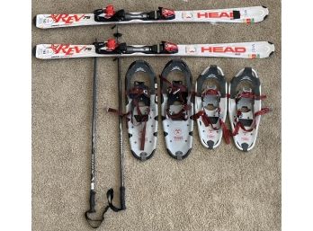 Assorted Lot Of Winter Gear Incl. Snow Shoes, Rev 75 Head Skis, & More