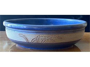 Vintage Signed Blue Stoneware Bowl