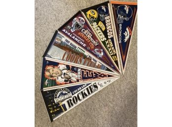Assorted Group Of Pennants Incl. John Elway, Colorado Rockies, 2001 Champions Stanley Cup, & More