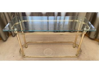 Glass And Metal Gold Tone Side Console Table