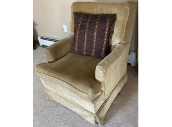 Vintage Olive Green Swivel Arm Chair W/ Pillow