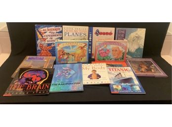 A Collection Of Childrens Books Including Science Books, Pop-up Box, The Rainbow Fish And More