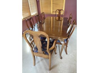 Solid Cherry Wood Dining Room Table With 8 Chairs And Extra Leaf