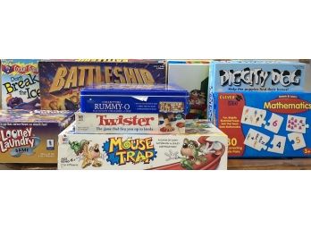 Assorted Group Of Vintage Board Games Incl. Battleship, Looney Laundry Game, Dont Break The Ice, & More
