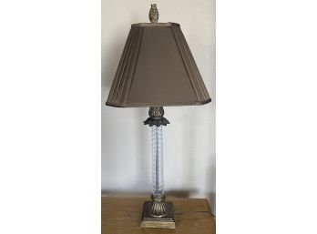 Vintage Glass Base Table Lamp W/ Shade