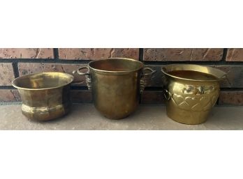 Set Of 3 Various Sized Solid Brass Candle Holders