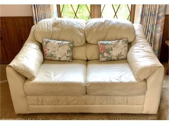 Vintage White Leather Couch