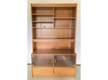 Midcentury Glass Hutch With Bottom Glass Stereo Compartments