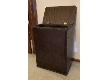 Brown Faux Leather Clothing Hamper