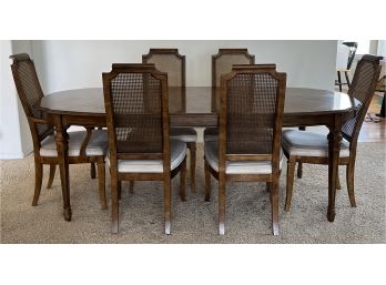 Drexel Heritage Wooden Dinning Table W/ 6 Chairs & 1 Extra Leaf