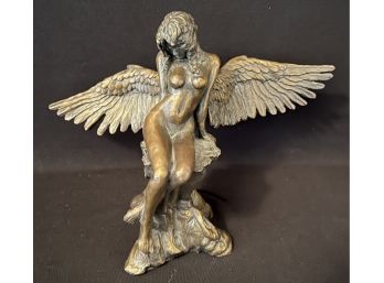 Stunning Bronze Statue Of A Woman W Wings