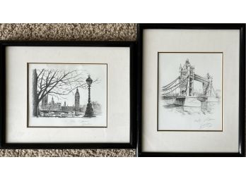 2 Pencil On Paper London Scenes Framed Art