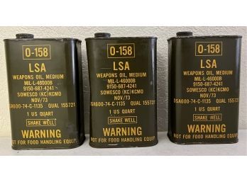 3 Cans Of VTG Military Oil Nov 73 All Full