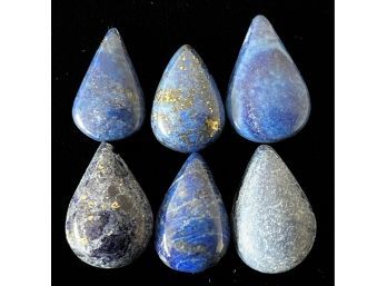 6 Small Tear Drop Lapis Lazuli Gemstones 55.00 Ct