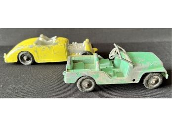 2-1950'S Tootsietoy Diecast Hot Rod And Jeep Made In The USA  6' X 1.5'