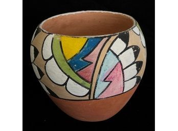 Small Hand Painted Native American Terra Cotta Seed Bowl
