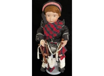 Scottish Themed Porcelain Doll W/ Stand