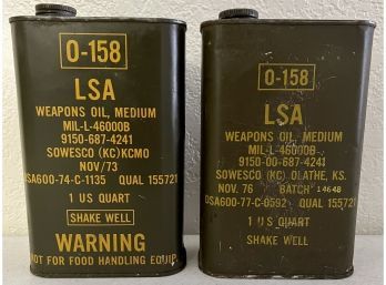 2 Cans Of VTG Military Oil Nov 73 And 76 Both Full