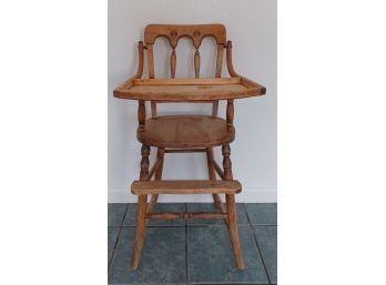 Antique Children's Wooden High Chair