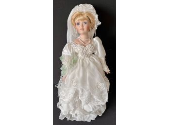 Porcelain Bride Doll (unmarked) With Stand