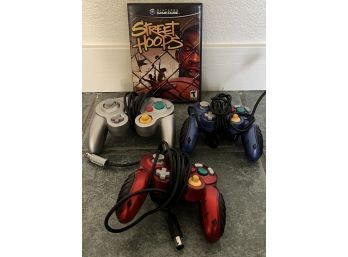 4 Piece Collection Of Nintendo Gamecube Accessories Incl. Game Controllers & Street Hoops Game