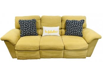 Lazy Boy Yellow Fabric Electric Reclining Sofa With USB Ports