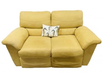 Lazy Boy Yellow Fabric Electric Reclining Loveseat With USB Ports