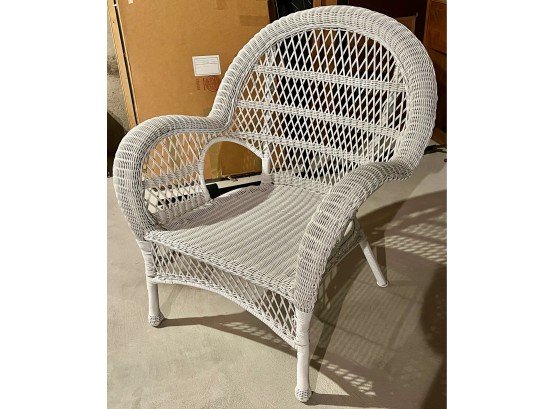4 White Wire Wicker Chairs