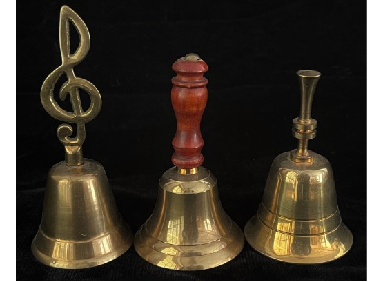 3 Vintage Brass Bells