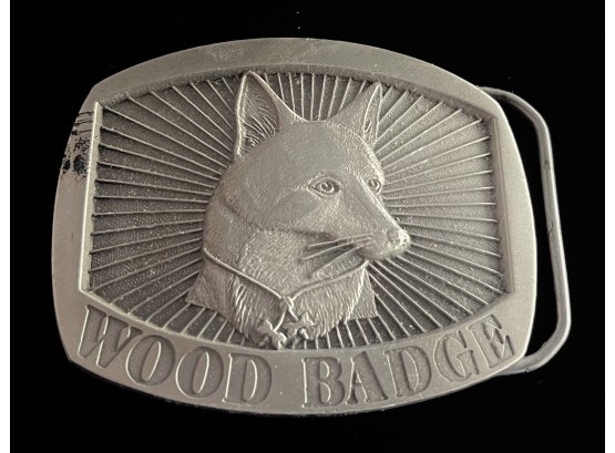 Solid Pewter Wood Badge Belt Buckle
