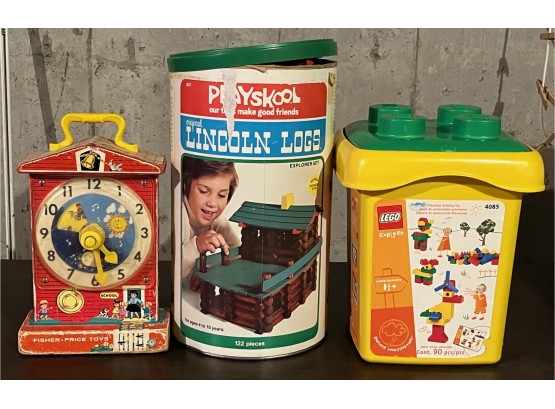 3 Piece Collection Of Vintage Toys Incl. Lincoln Logs & More