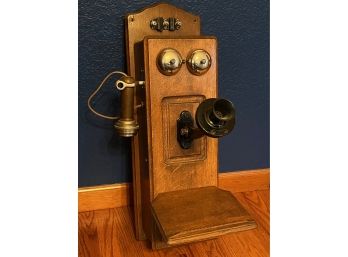 Antique Wood Wall Mount Telephone