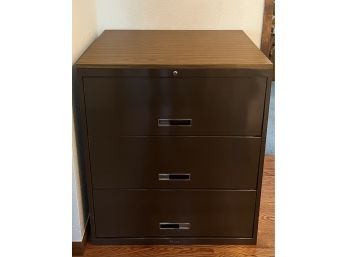 Metal Filing Cabinet W/ Wood Top