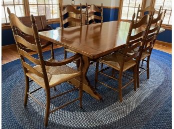 Vintage Solid Wood Dining Room Table W/ 8 Chairs