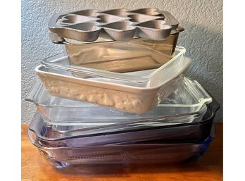 Lot Of Assorted Baking Trays Incl. Pyrex & More