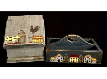2 Farm House Style Wooden Storage Pieces By Carol's Creations