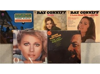 5 Assorted Records Incl. Ray Conniff, Olivia Newton-John & More