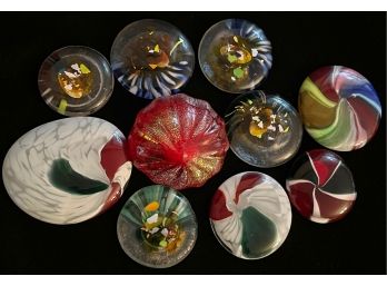 10 Piece Collection Of Stained Glass Eye Glass Decorative Pieces