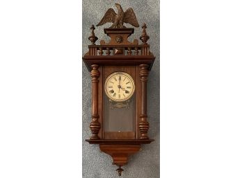 Antique Wood German Chiming Wall Clock