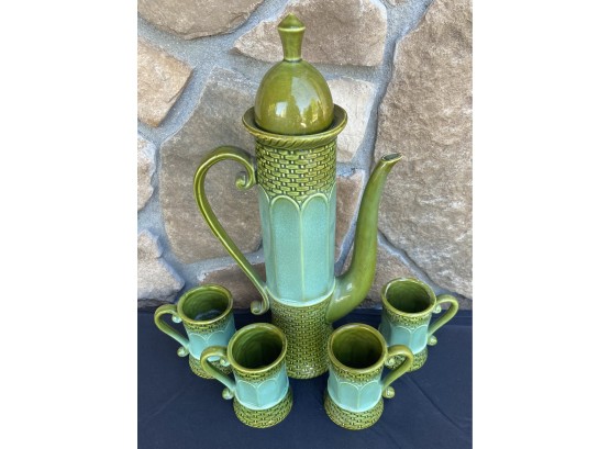 Moroccan Style Coffee Pitcher With 4 Mugs
