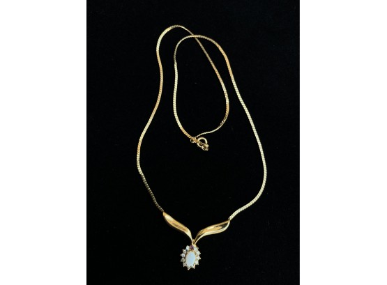 Genuine Ruby And Opal Gold Filled Necklace