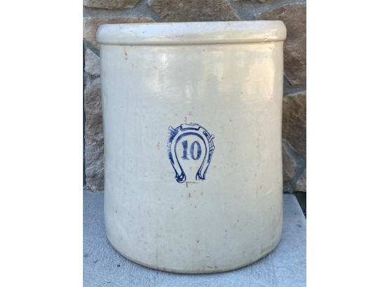 Large 5 Gallon Vintage Crock With Horseshoe Marking (as Is)