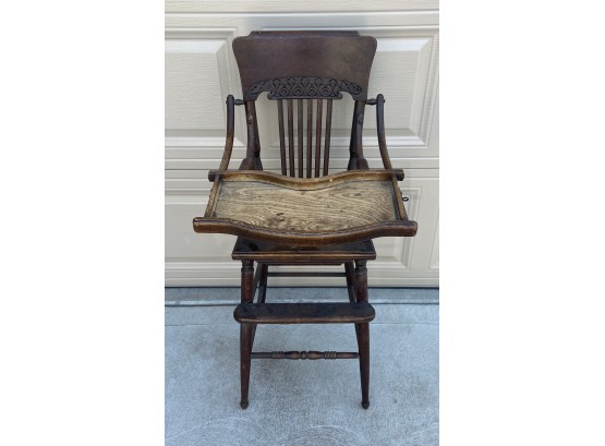 1920s Hand Made Wooden Highchair With Wicker Seat (as Is)