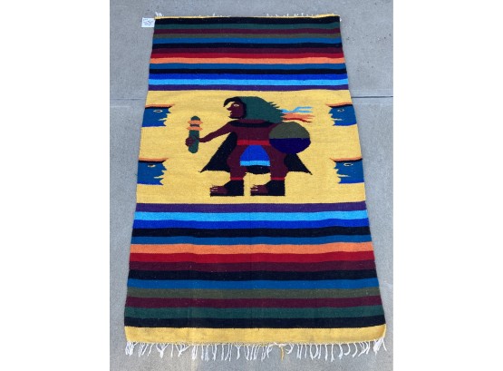 Large Hand Woven Native American Style Rug On Dowel