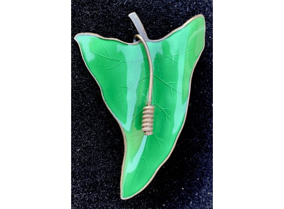 Sterling Norwegian Green Leaf Pin
