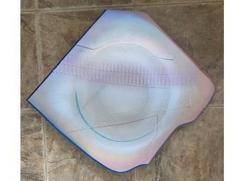 Pink And Blue Large Modern South Western Style Decorative Plate Signed