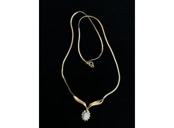 Genuine Ruby And Opal Gold Filled Necklace