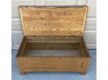 Vintage Wooden Chest With Wicker Overlay (please See Pictures)