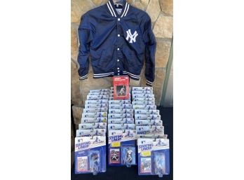 Large Collection Of Assort Baseball Collectibles Including Cards/figurines In Original Boxes And Yankee Coat